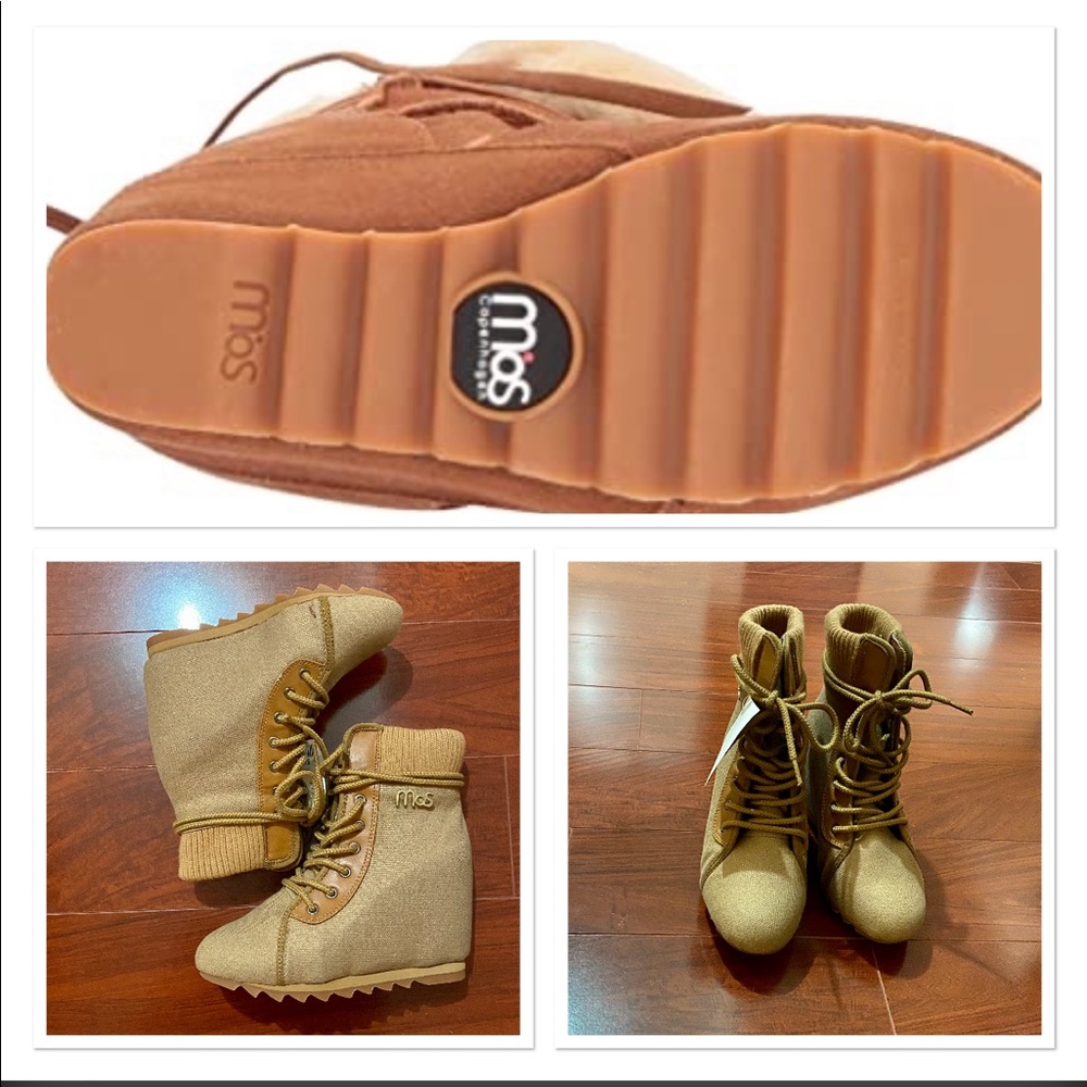 Mos Copenhagen - Lace Up Wedge Booties (NWT)